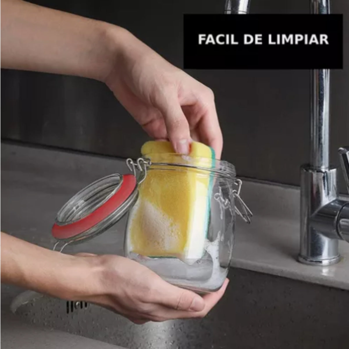 Set de 4 frascos de vidrio con tapa hermética de Clip