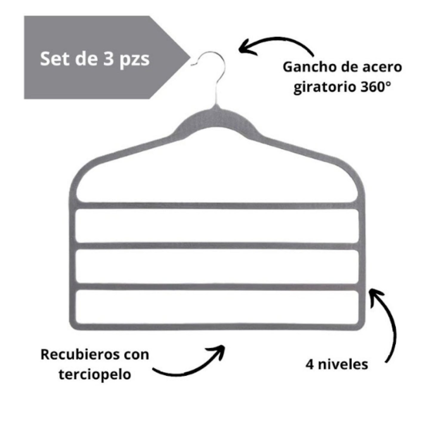 Set de Ganchos para Pantalón 3 piezas