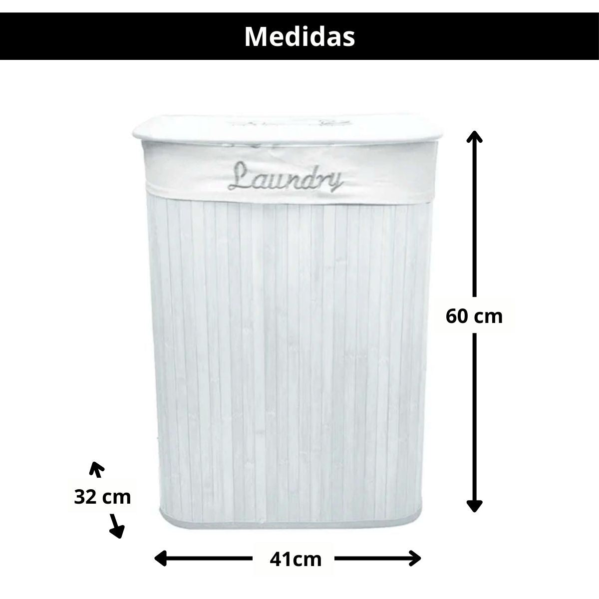 Cesto Rectangular De Bambú Con Interior De Tela Y Tapa