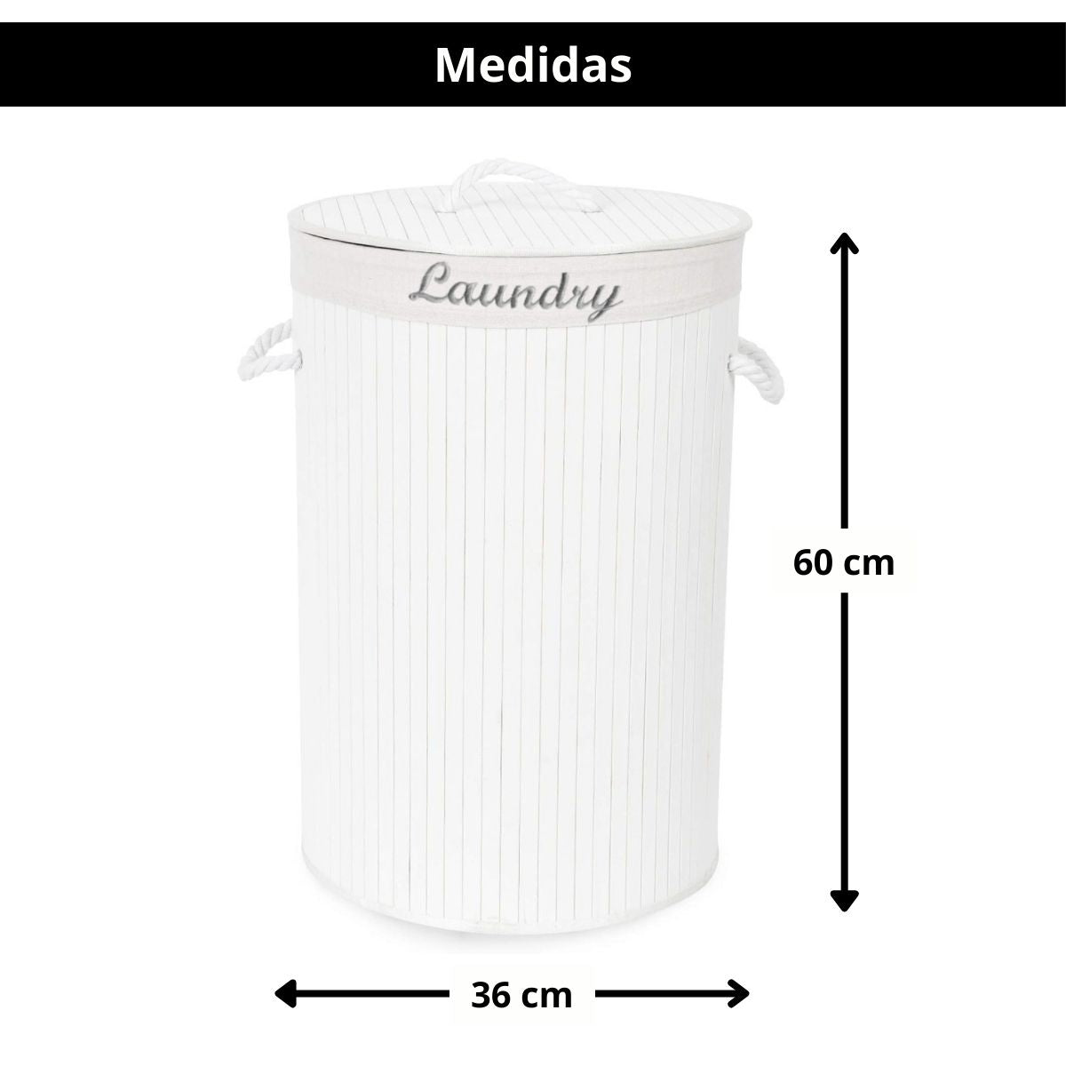 Cesto de bambú con interior de tela y tapa