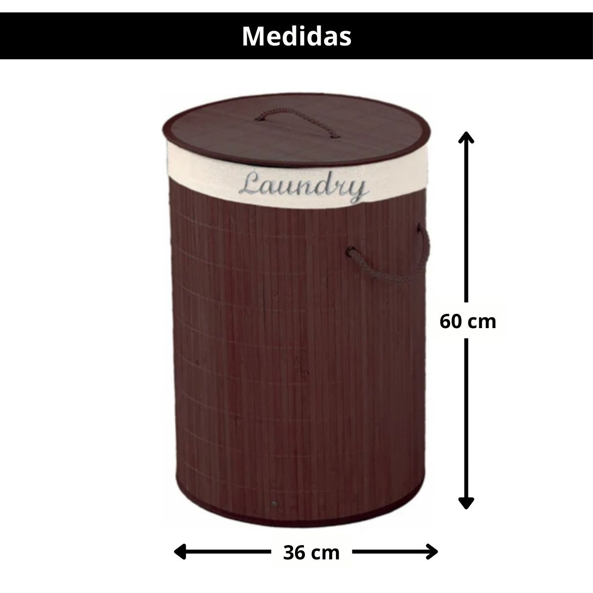 Cesto de bambú con interior de tela y tapa