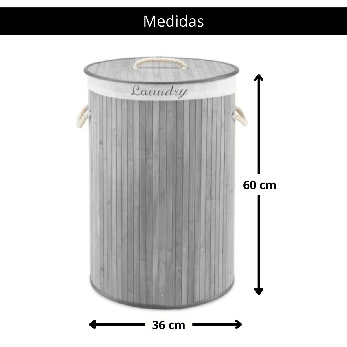 Cesto de bambú con interior de tela y tapa