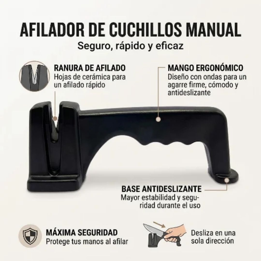 Afilador de Cuchillos Manual Ergonómico Antideslizante | Cocina