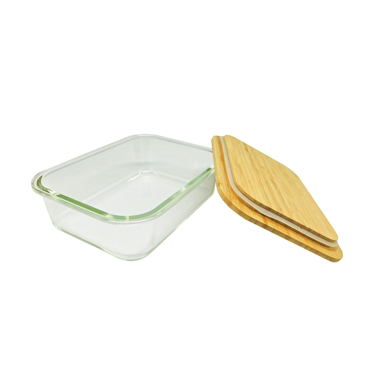Recipiente de vidrio con tapa hermética de bambú 1.5 L