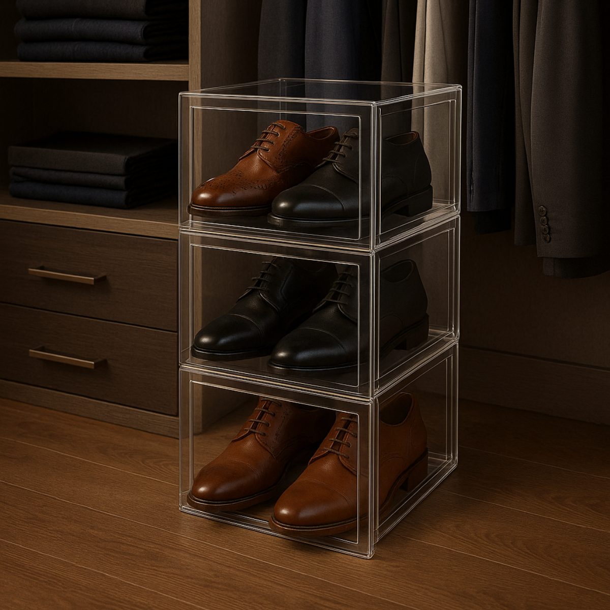 Set 2 cajas organizadoras de zapatos con puerta