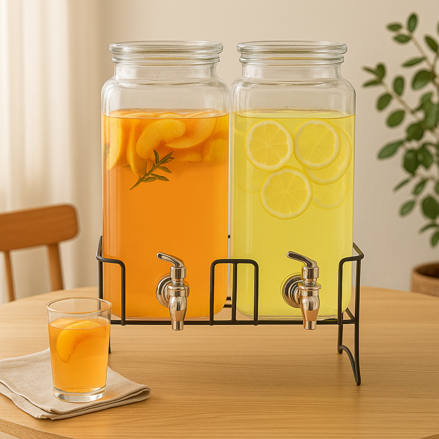 Set De 2 Dispensadores Para Bebidas Con Base De 2.3 L C/u Transparente
