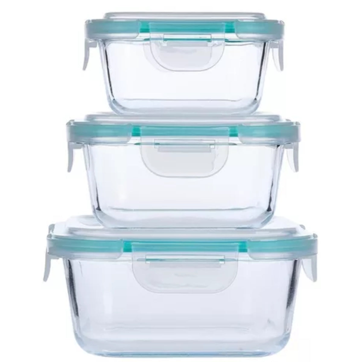 Set de 3 recipientes cuadrados de vidrio