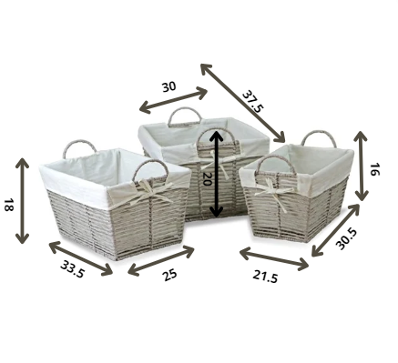 Set de 3 Canastas con Asas y Funda