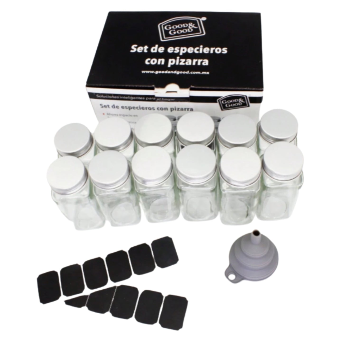 Set de 12 especieros con pizarra 100 ml
