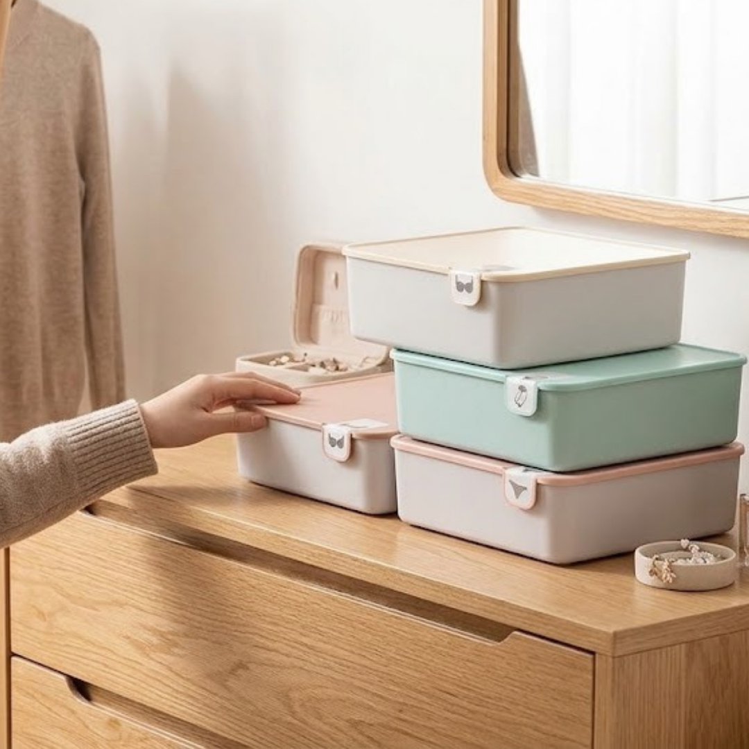 Set de 3 Cajas Organizadoras con Tapa para Ropa Interior y Accesorios