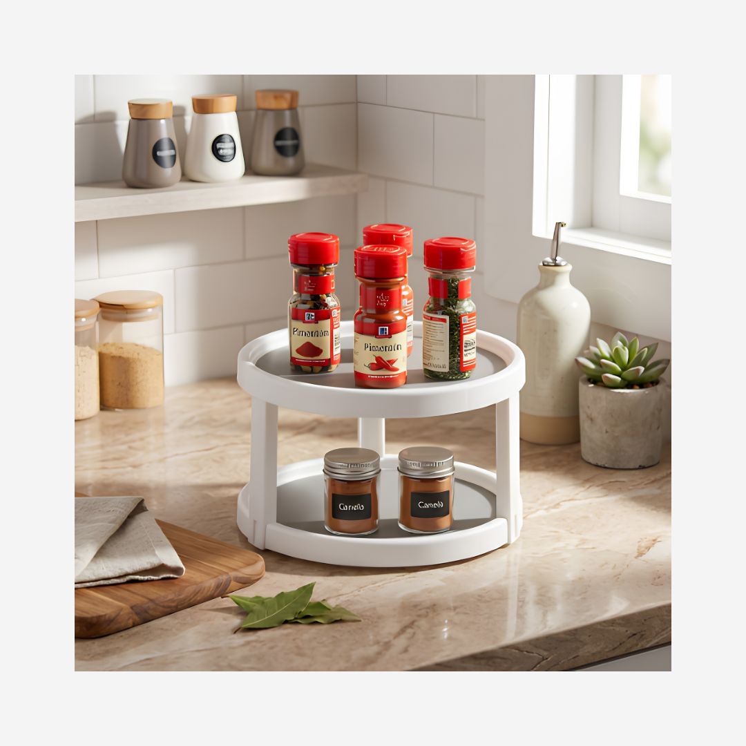 Charola Giratoria 2 Niveles (Lazy Susan) Organizador Multiusos