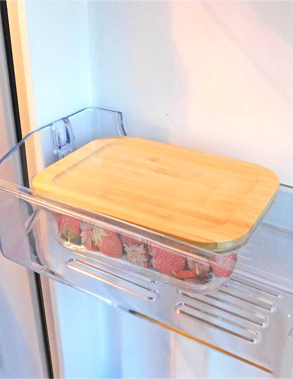 Recipiente de vidrio con tapa hermética de bambú 640 ml