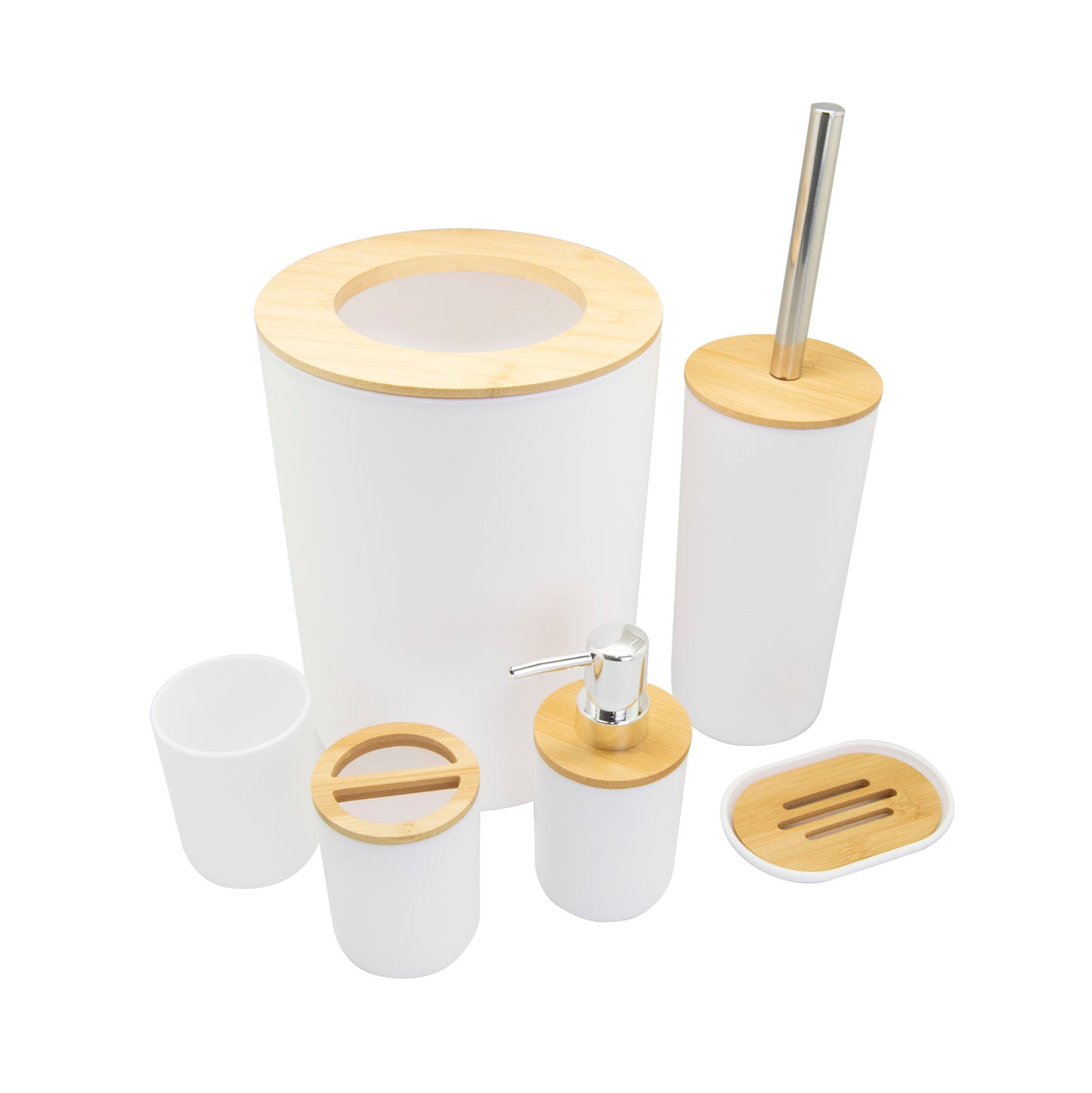 Juego de accesorios para baño con bambú 7 piezas