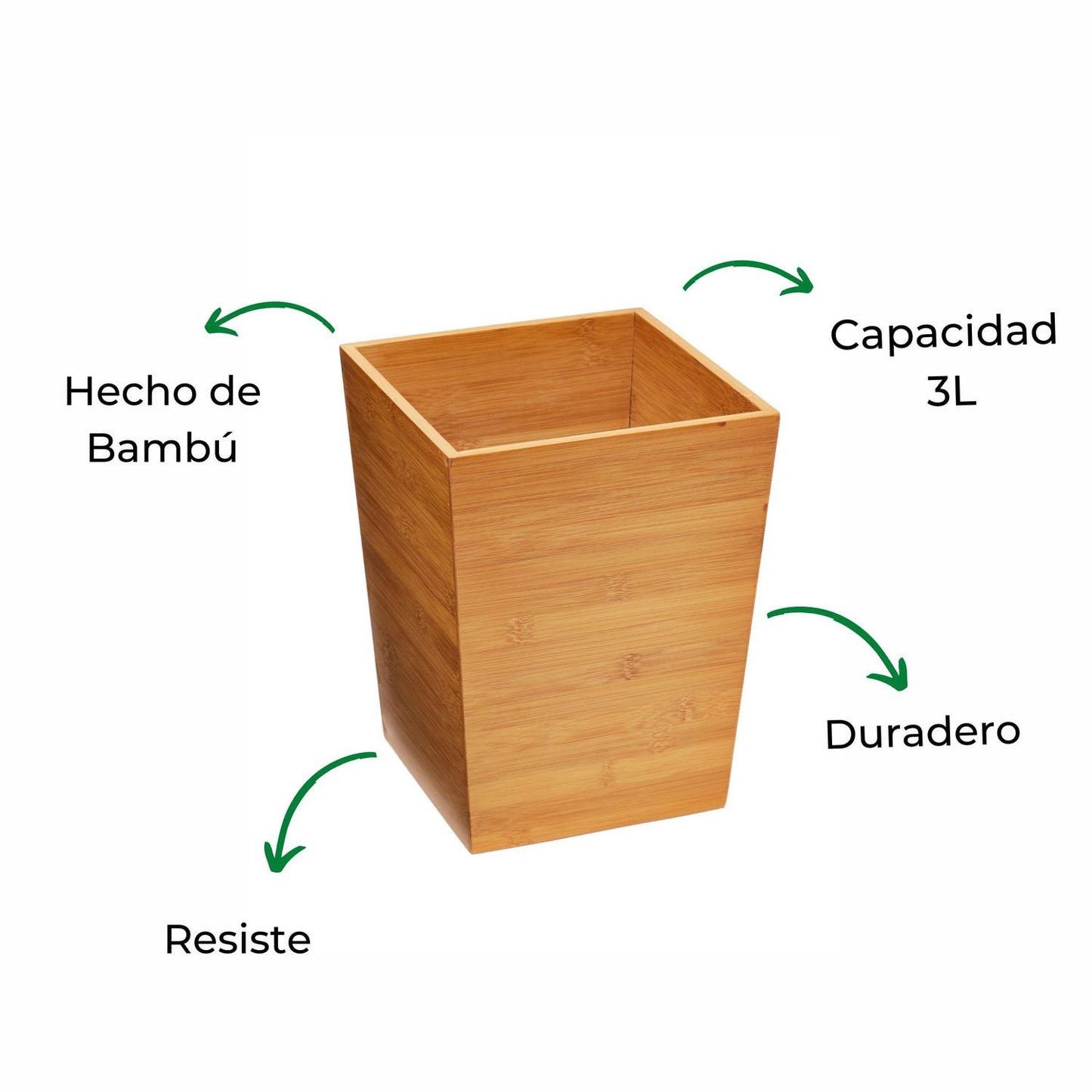 Bote De Basura Cuadrado Bambú