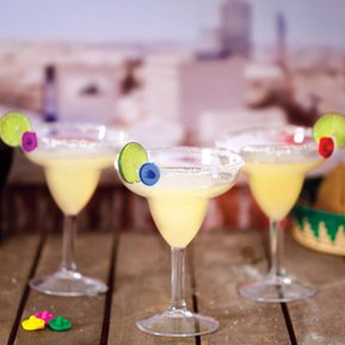 Set de 6 identificadores para bebidas "Party sombreros"
