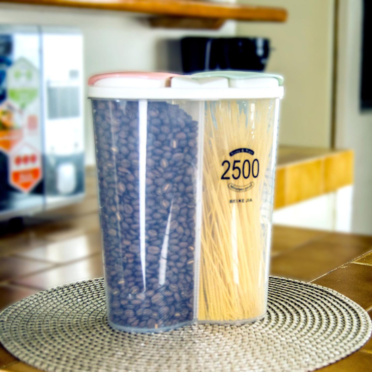 Recipiente hermético 2 divisiones para cereales 2.5 L
