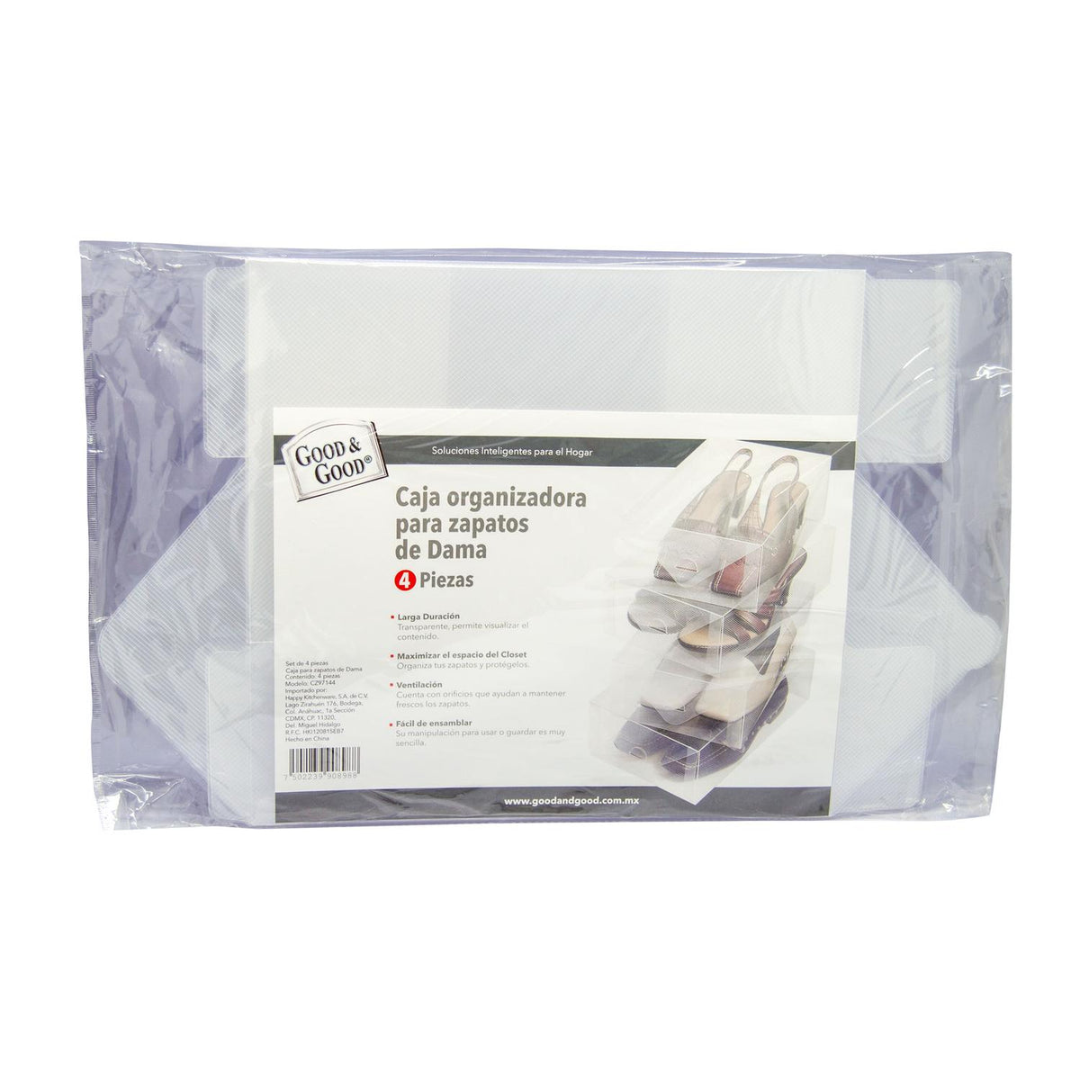 Set 4 cajas organizadoras para zapatos de dama