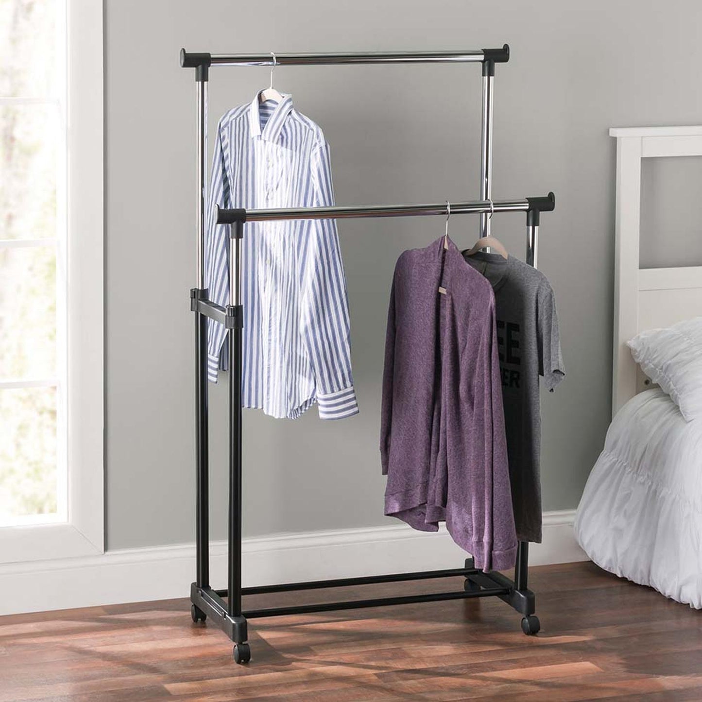 Rack organizador doble para colgar ropa