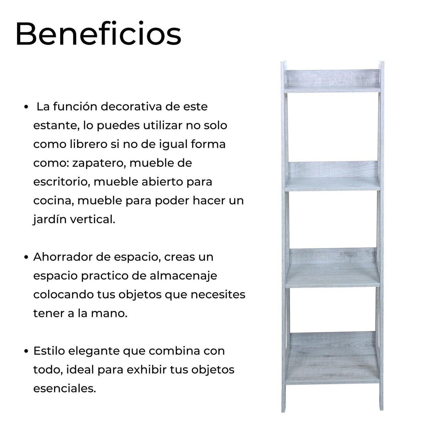 Librero Organizador Minimalista Tipo Escalera Multiusos Gris