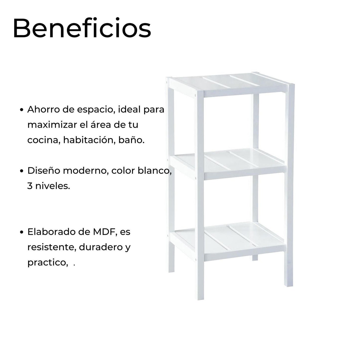Mueble Anaquel Estante 3 Niveles Blanco, Mdf