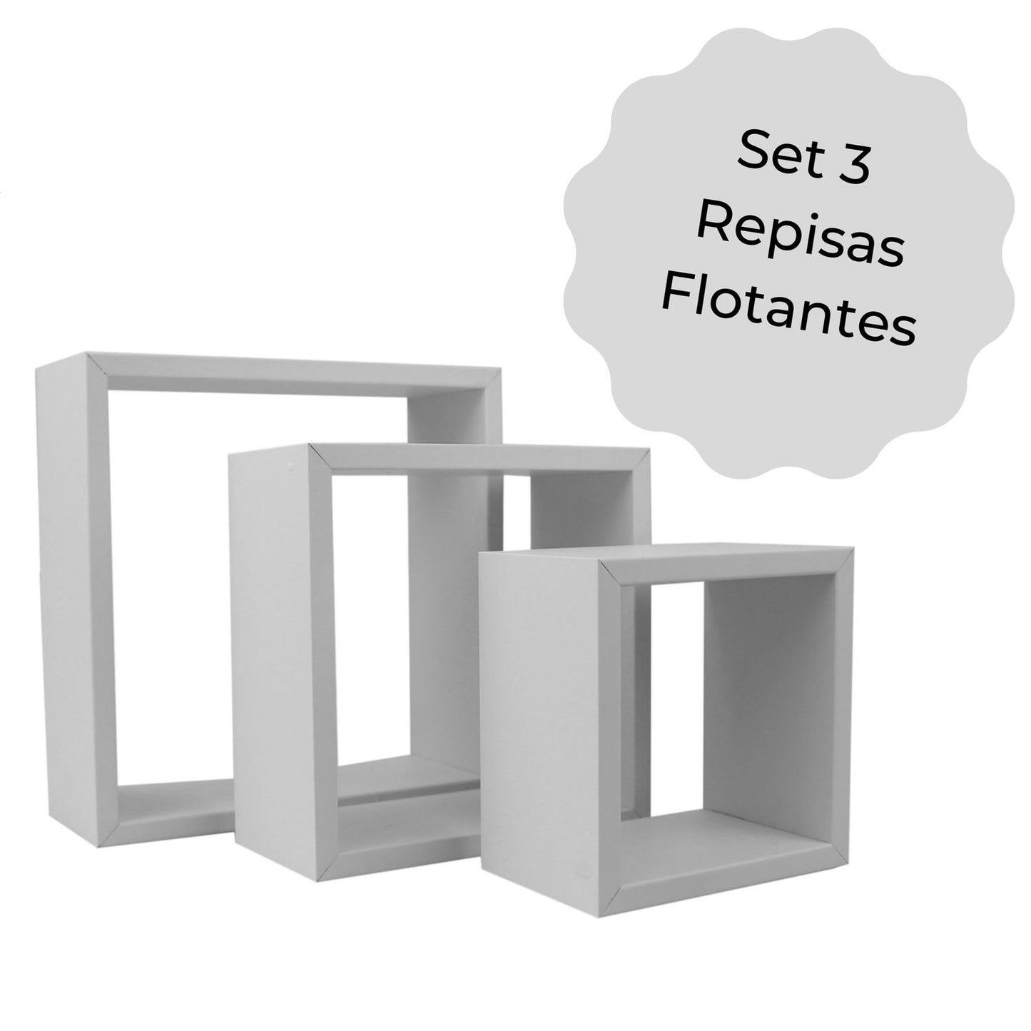 Set 3 repisas flotantes cuadradas minimalista blancas