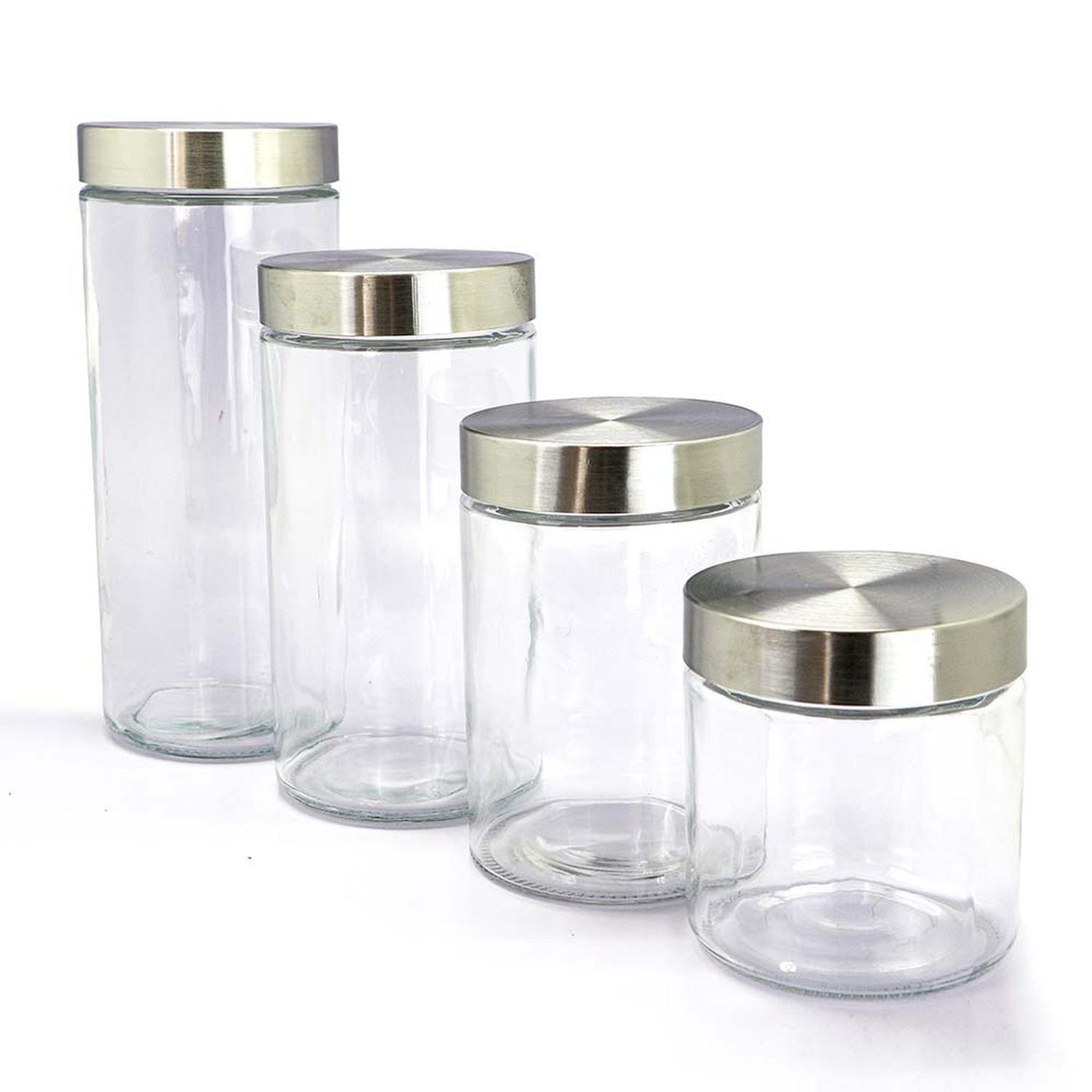 Set de 4 Frascos de vidrio con tapa 2 L, 1.6 L, 1.2 L, 800 ml