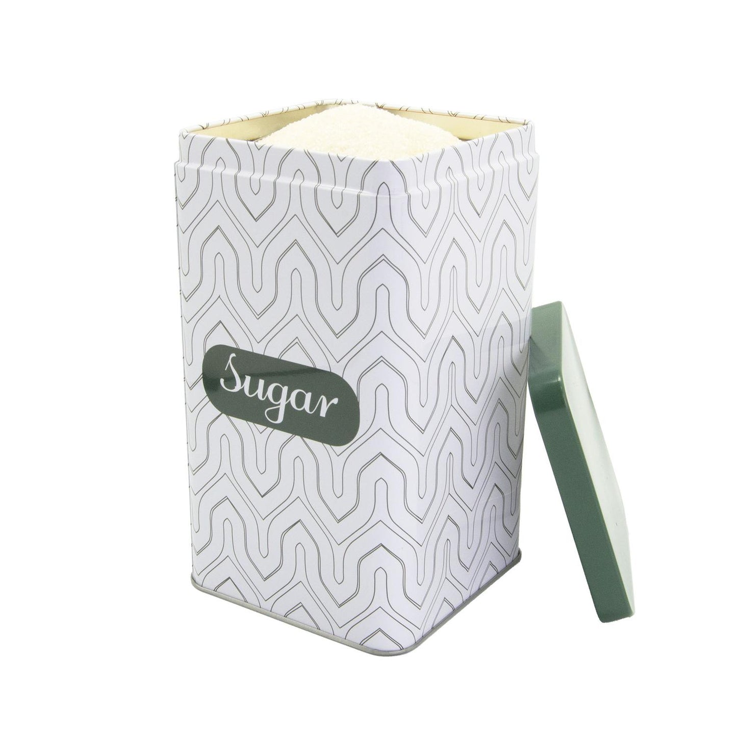Recipiente rectangular de lata con tapa "Sugar"