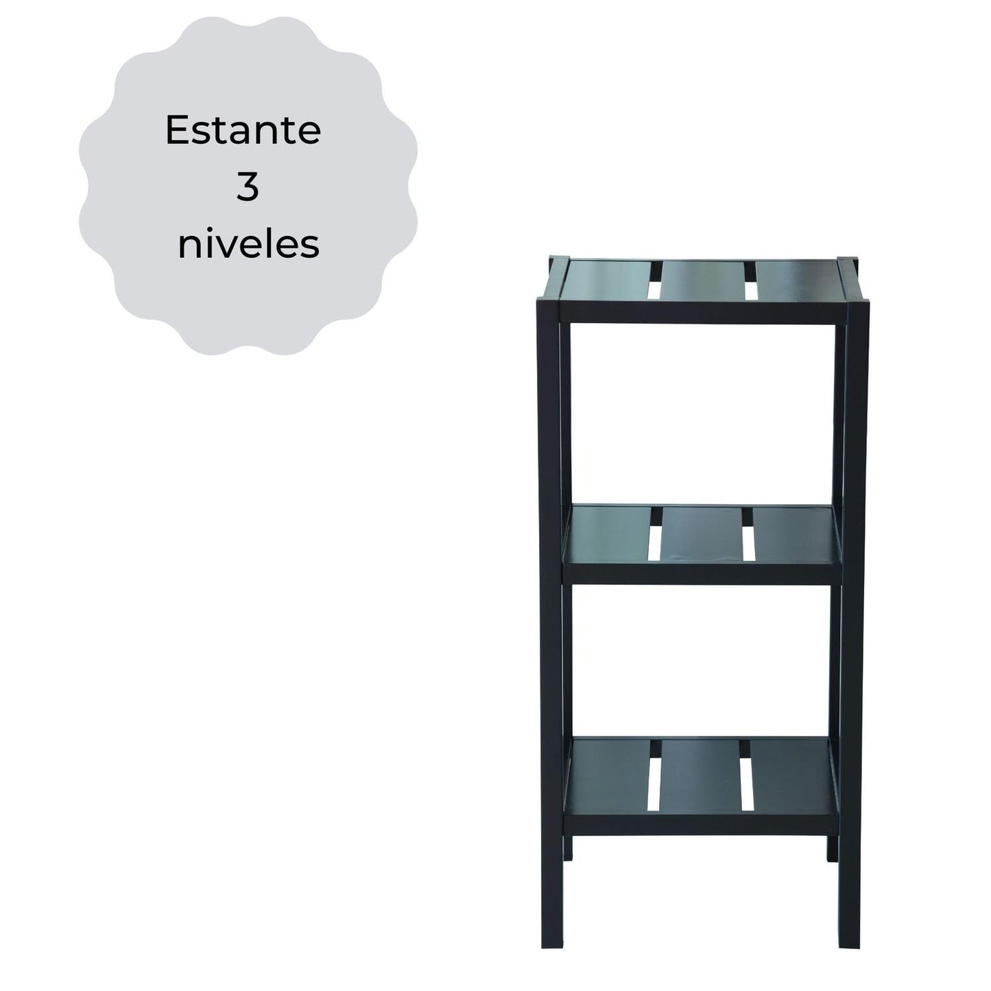 Mueble Anaquel Estante 3 Niveles Negro, Mdf