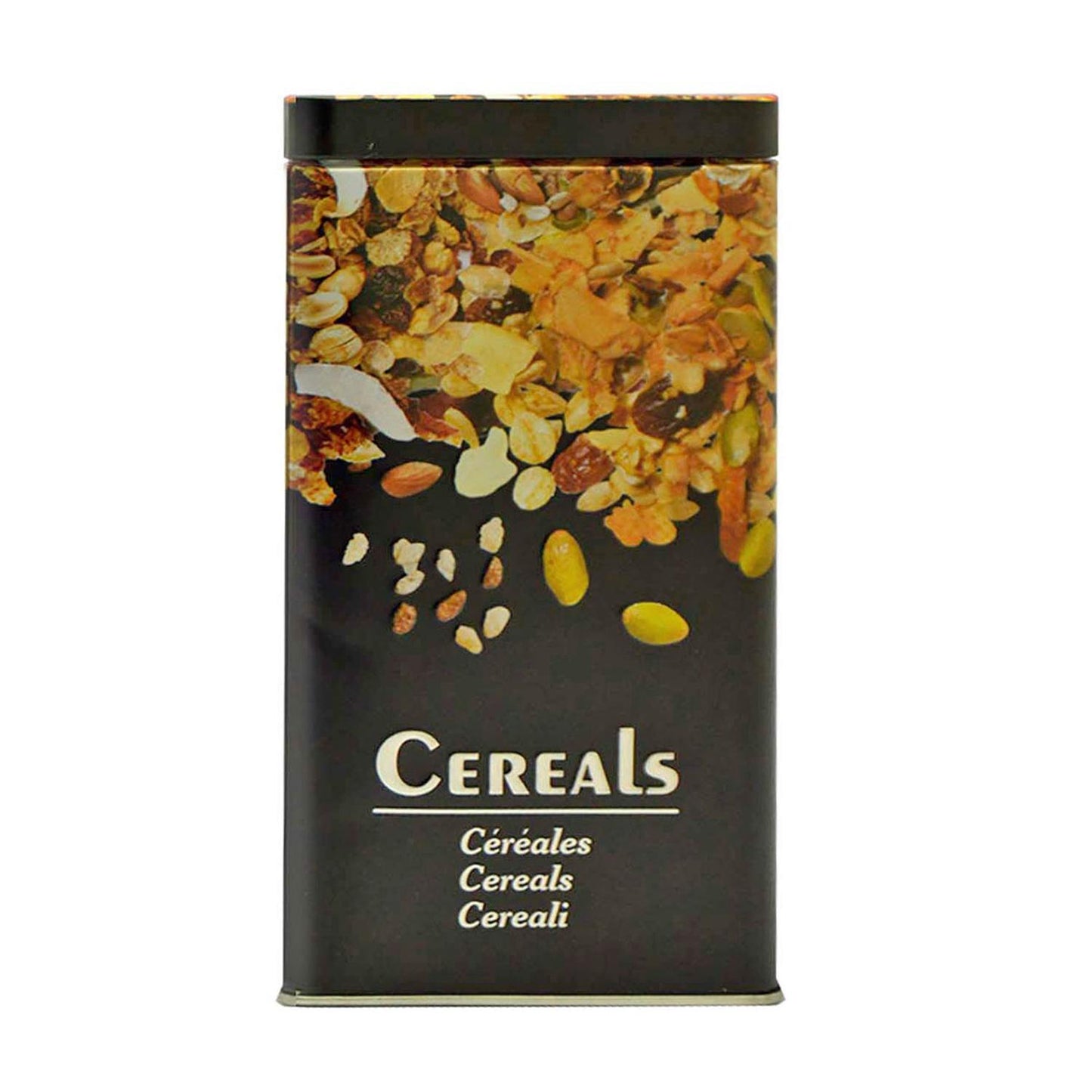 Recipiente en lata con tapa rectangular "CEREALS" 1.5 L