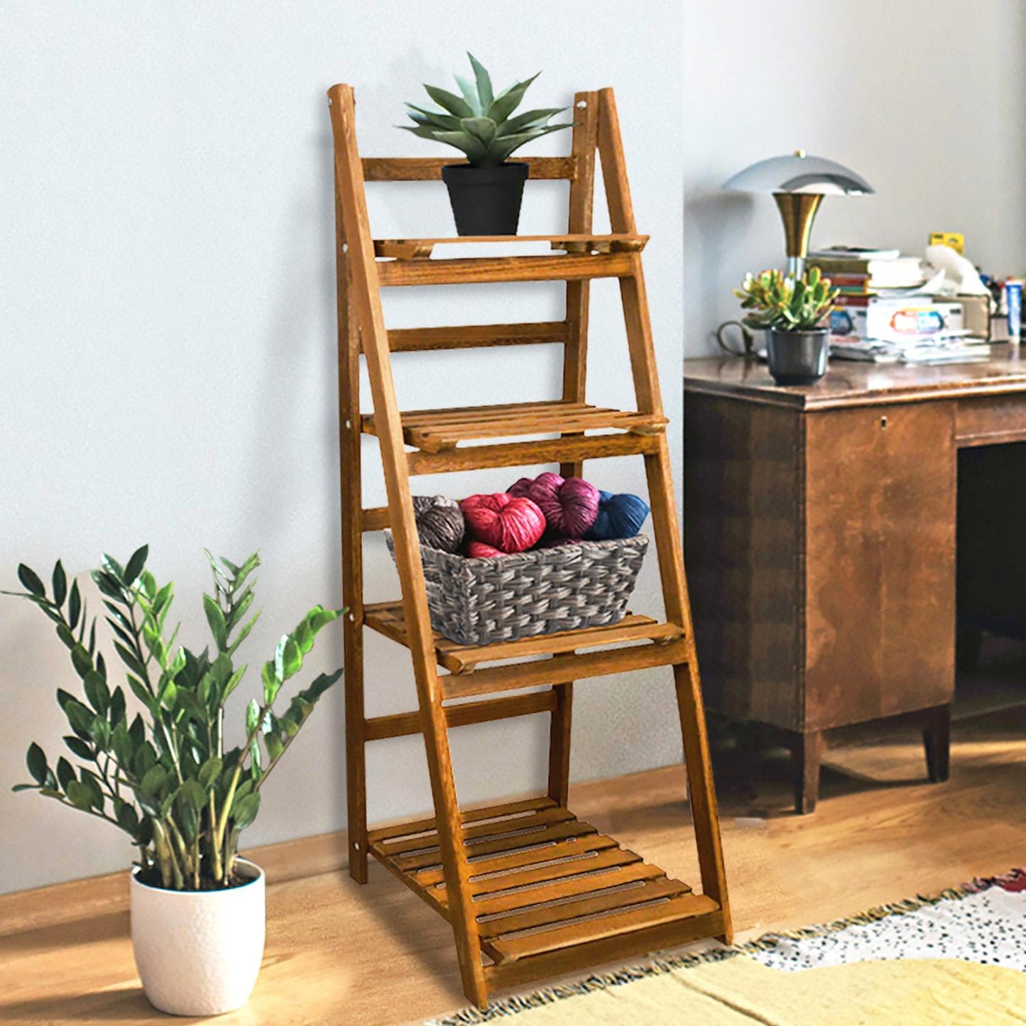 Mueble organizador escalera con 4 entrepaños