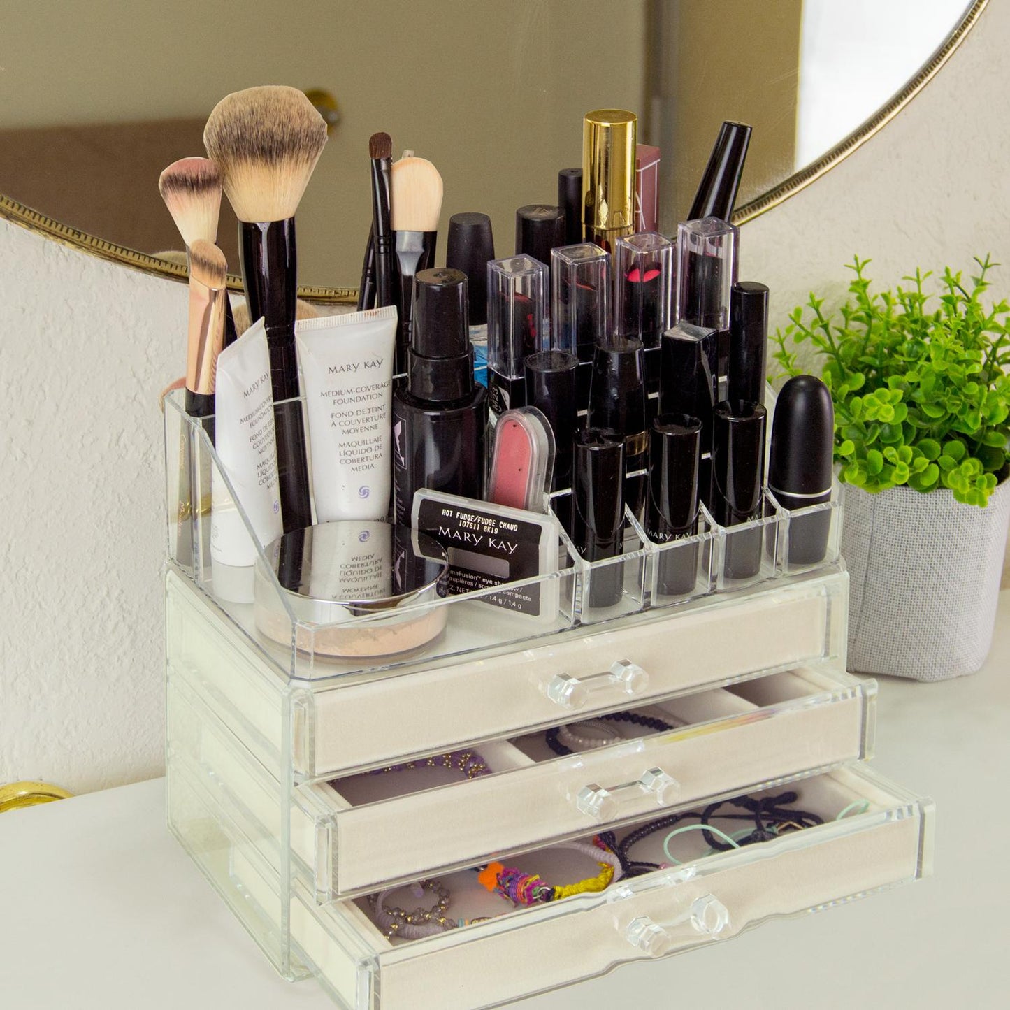 Organizador transparente para cosméticos y joyería 27 divisiones