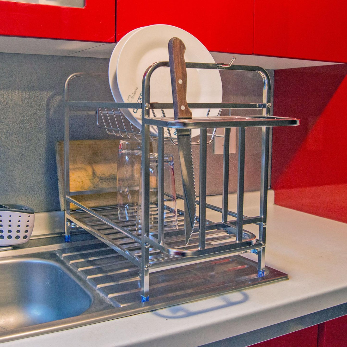 Escurridor de trastes de 2 niveles con charola