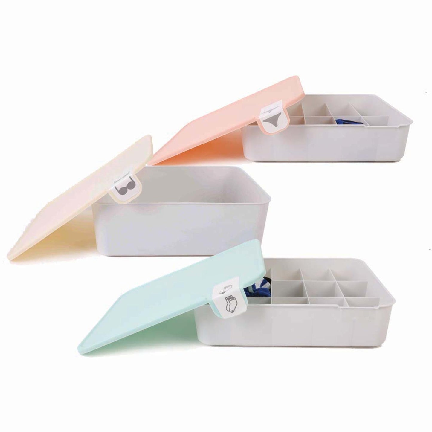Set de 3 Cajas con tapa organizadoras para ropa interior