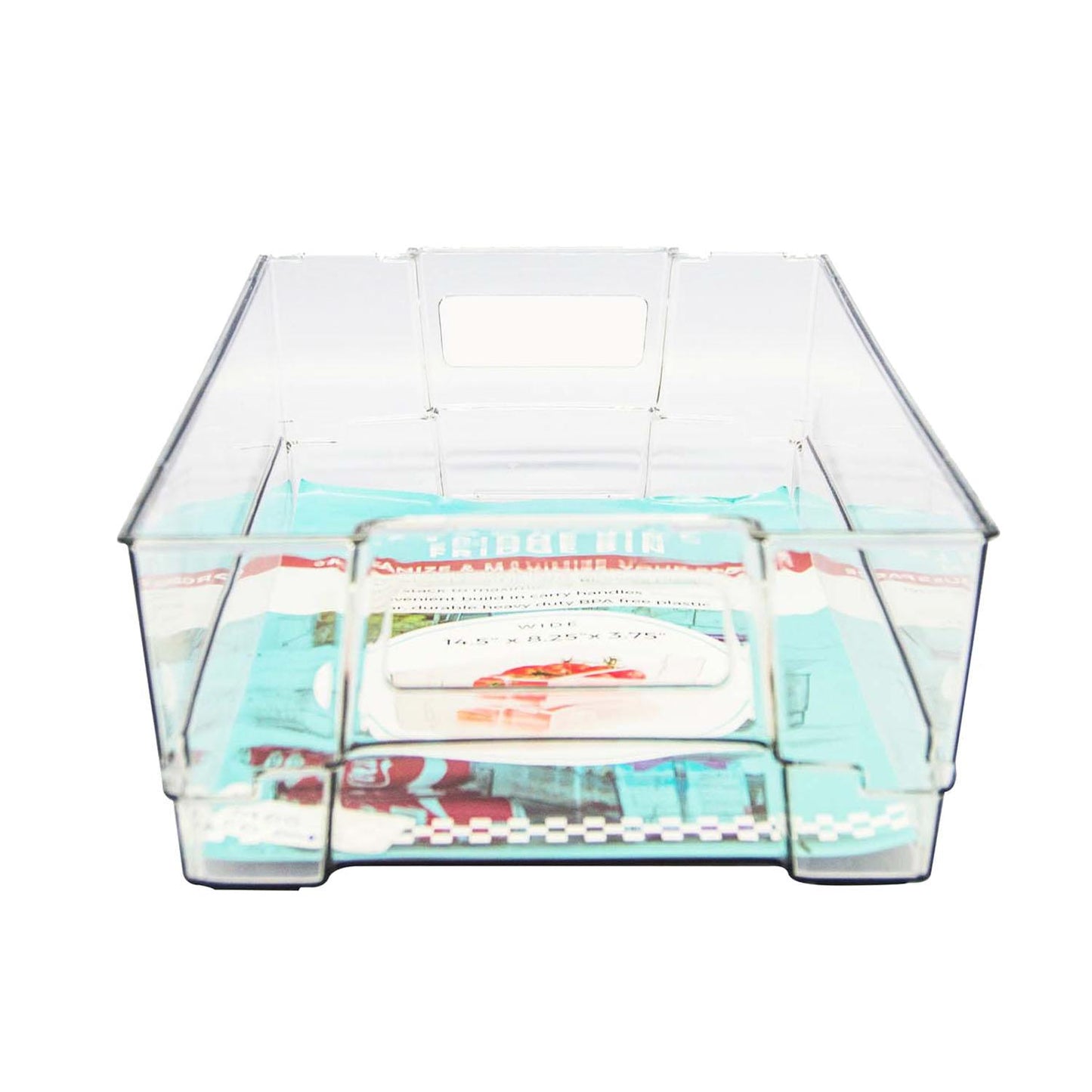 Caja rectangular organizadora transparente con agarraderas