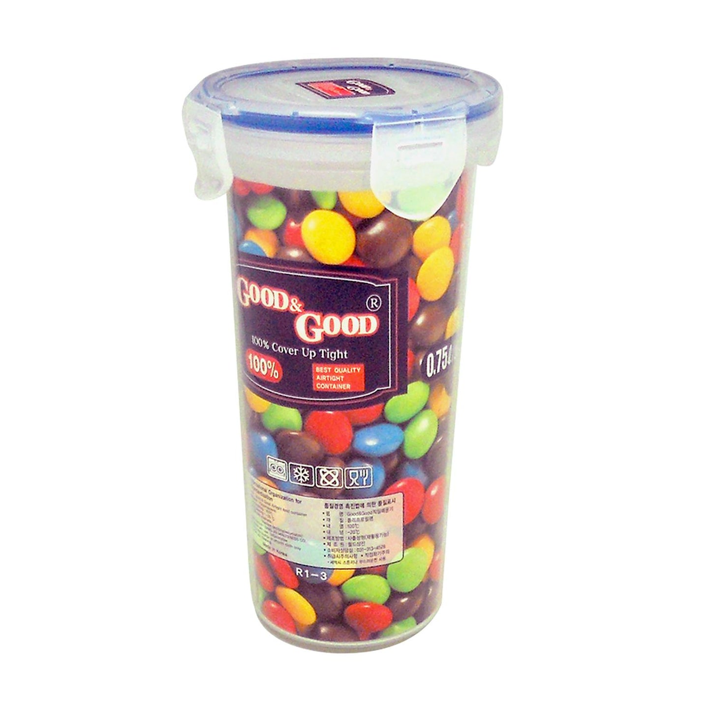 Recipiente con tapa hermética en forma de cilindro 750ml