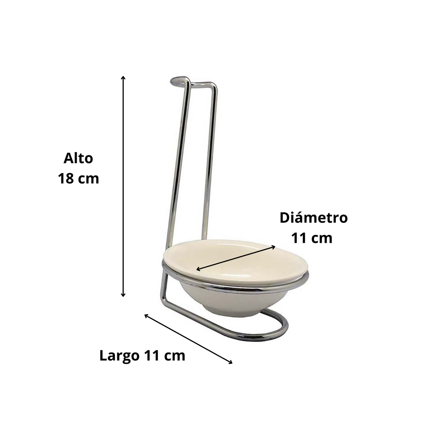 Soporte de metal con base de cerámica porta utensilios