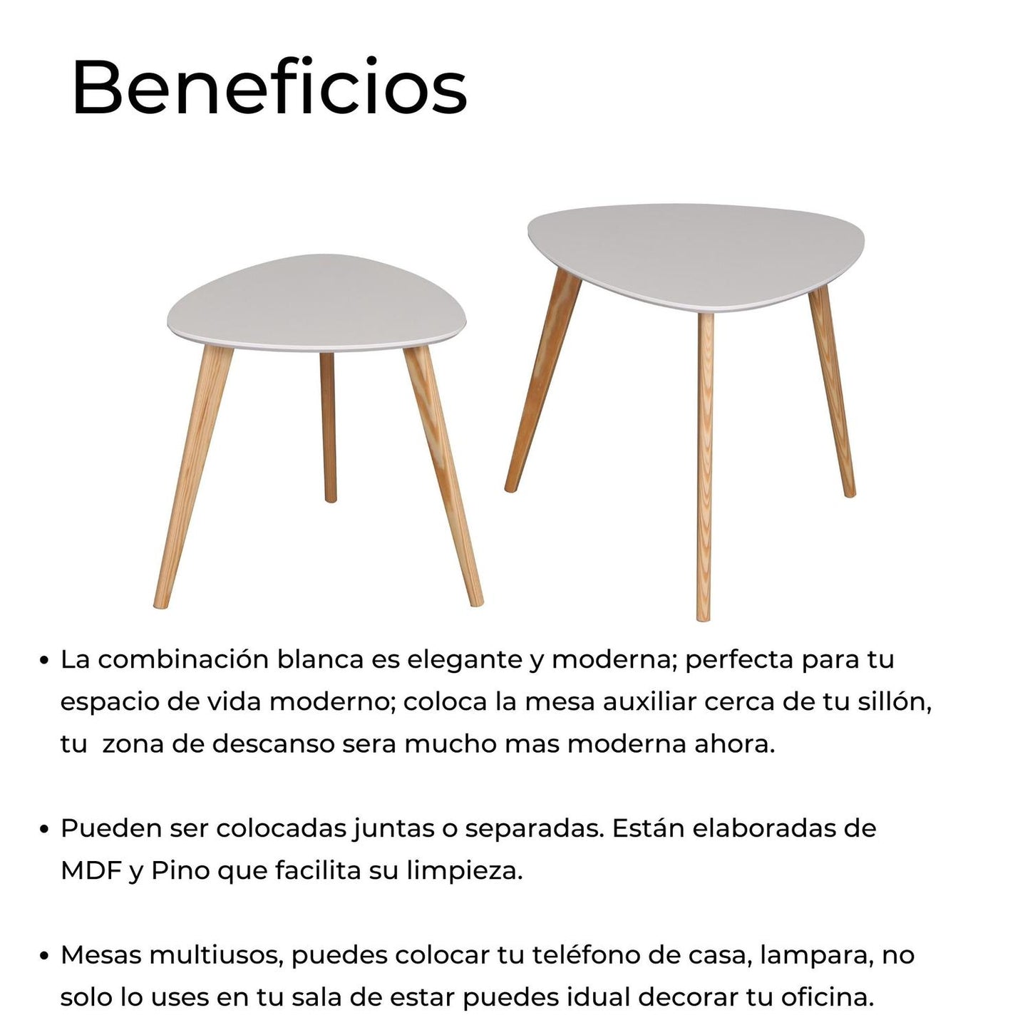 Juego De Mesas Auxiliares Minimalista 2 Pzas Blancas