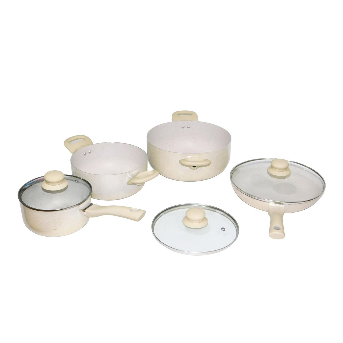 Batería de Cocina Antiadherente con Recubrimiento de Granito 7pzas