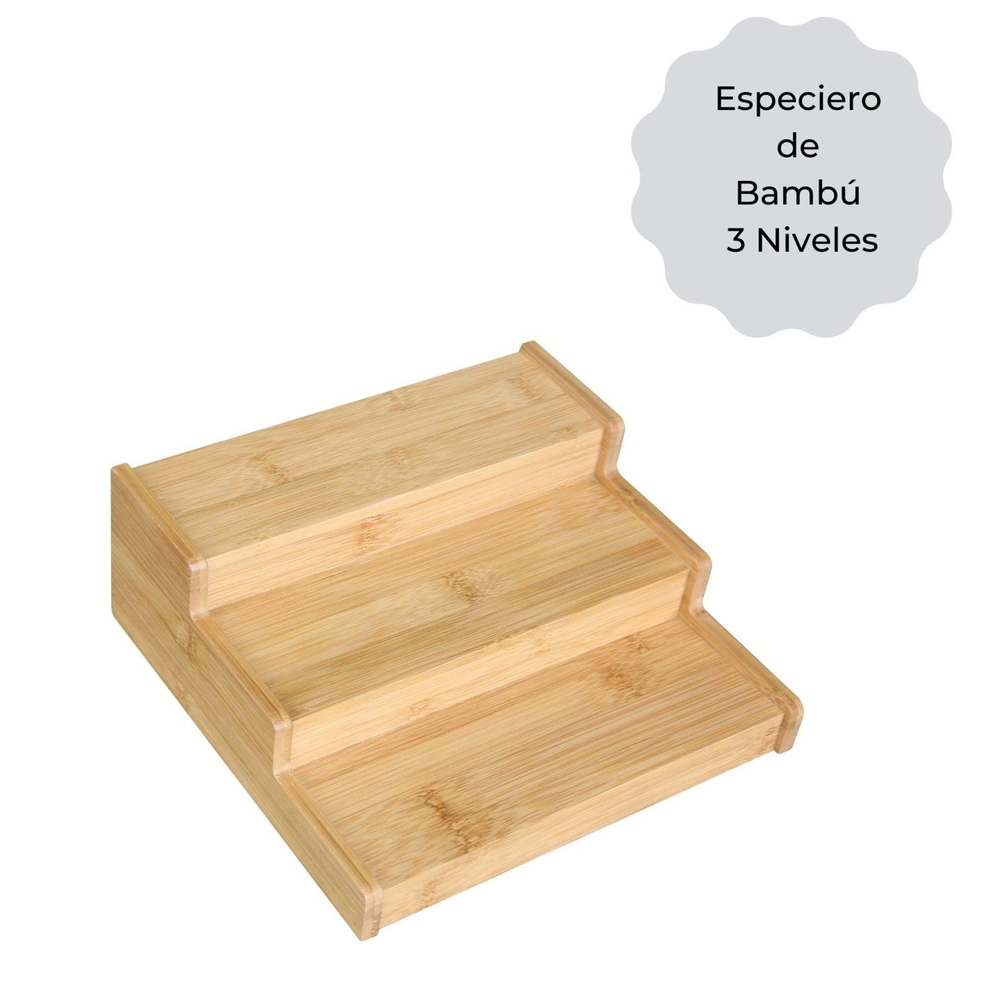 Estante Especiero de bambú 3 niveles, Natural
