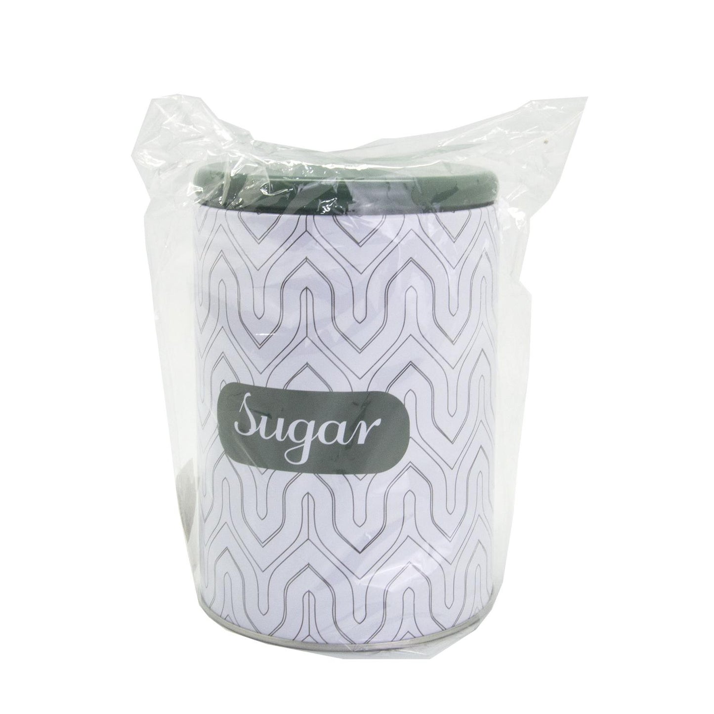 Recipiente redondo de lata con tapa "Sugar"