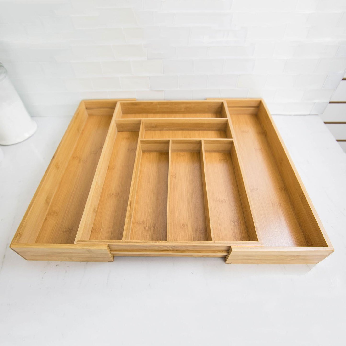 Organizador de utensilios de bambú expandible de 33 a 58 cm