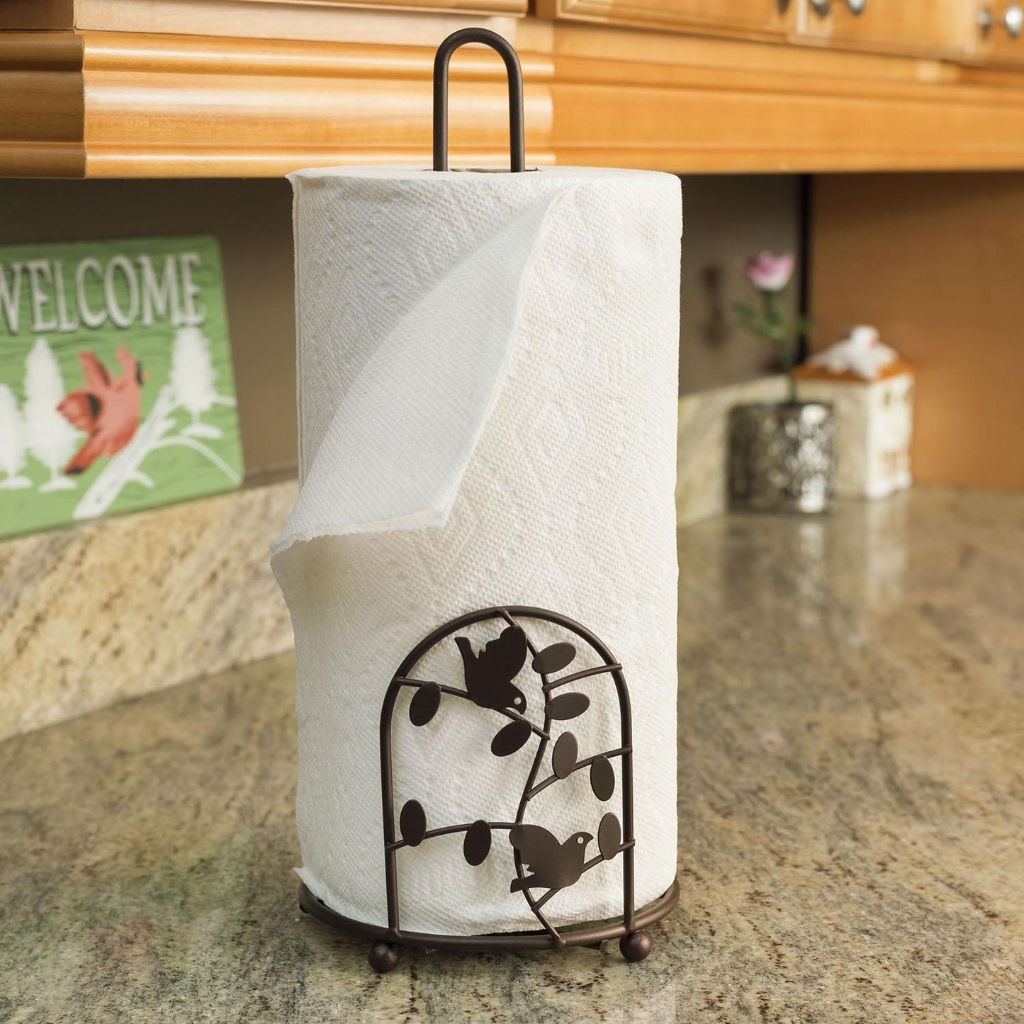 Porta rollos de cocina con diseño de pájaros