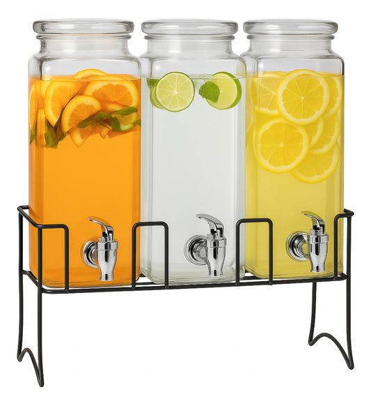 Set De 3 Dispensadores Para Bebidas Con Base De 2.3 L C/u Negro