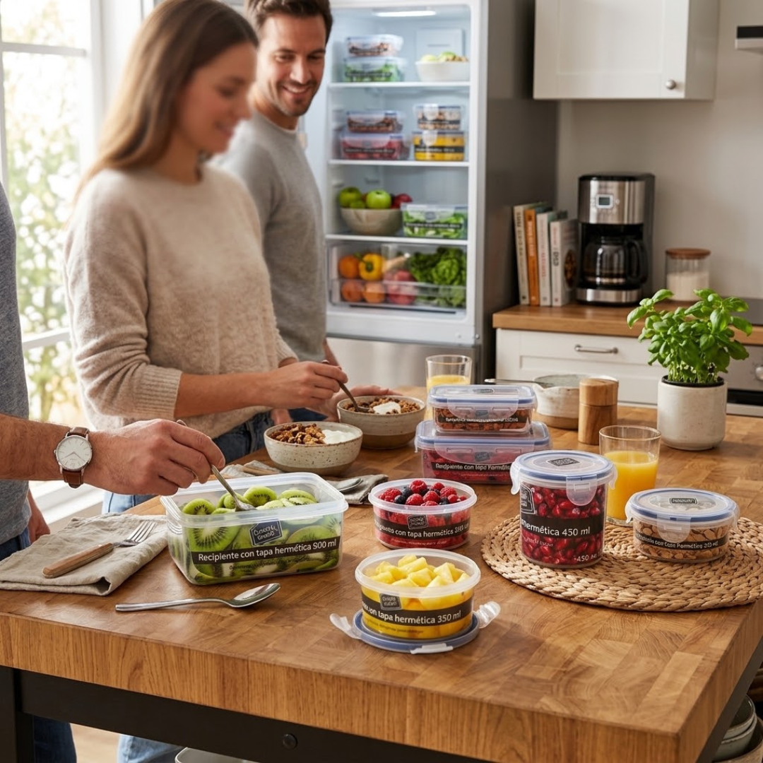 Set de 6 Recipientes Herméticos Multiuso Good & Good| Contenedores de Alimentos Transparentes con Tapa de Clip