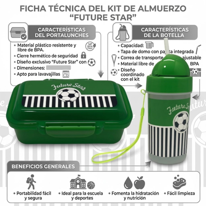 Lunch Box Infantil con Vaso Entrenador | Diseño Fútbol "Future Star"