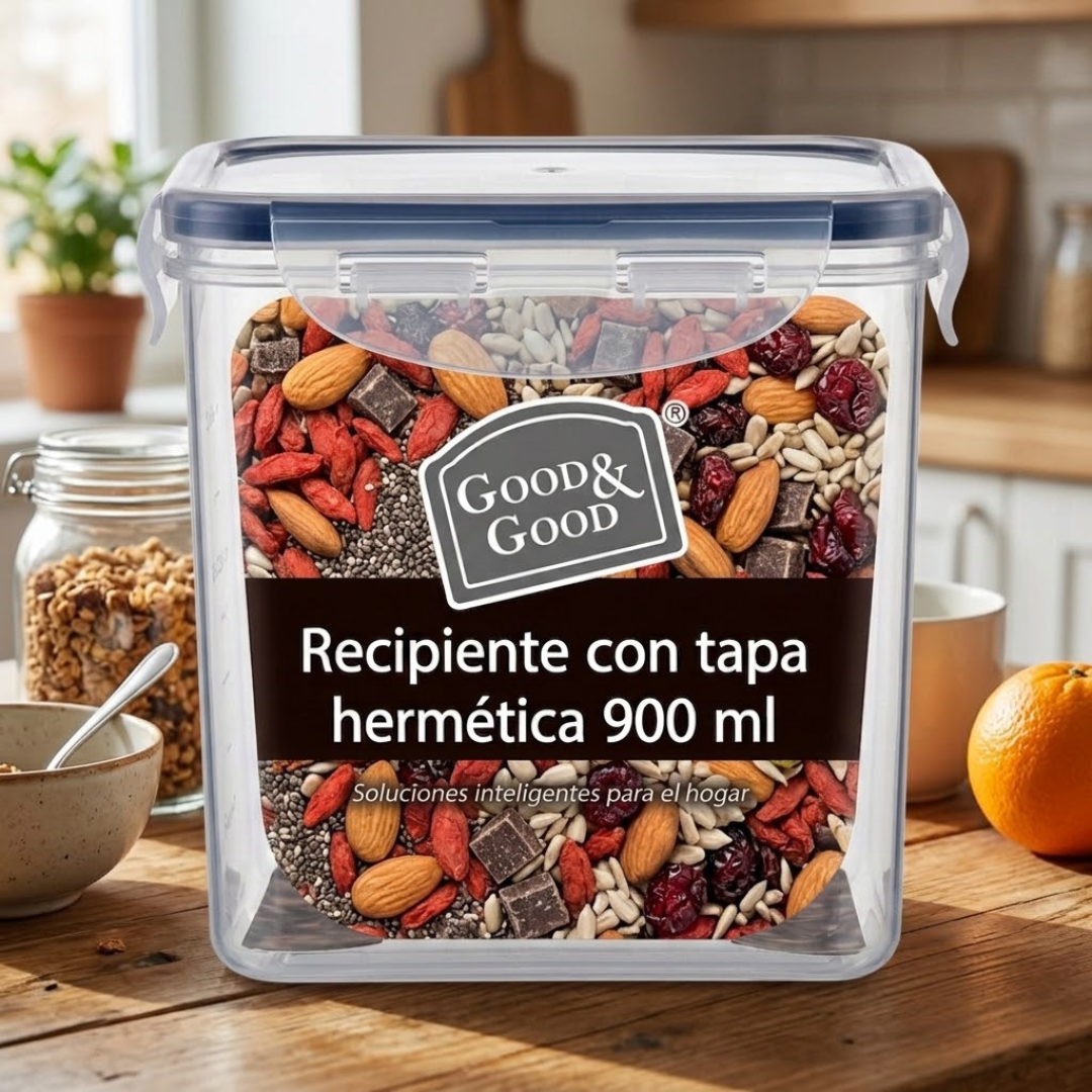 Recipiente Hermético de 900 ml con Broches | Good & Good