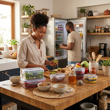 Set de 6 Recipientes Herméticos Multiuso Good & Good| Contenedores de Alimentos Transparentes con Tapa de Clip