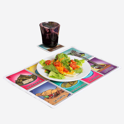Juego de manteles individuales y porta vasos para 4 personas
