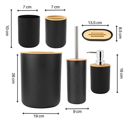 Juego De Accesorios Para Baño Con Bambú 7 Piezas