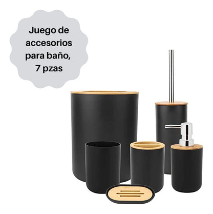 Juego De Accesorios Para Baño Con Bambú 7 Piezas